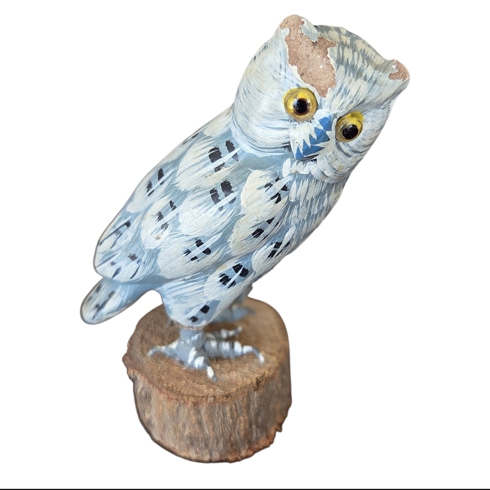 Handcrafted Blue Owl Sculpture